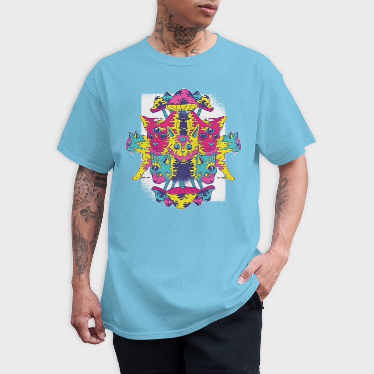 Trippy Cats Psychedelic 01 (2), Tricou Barbati (Unisex)