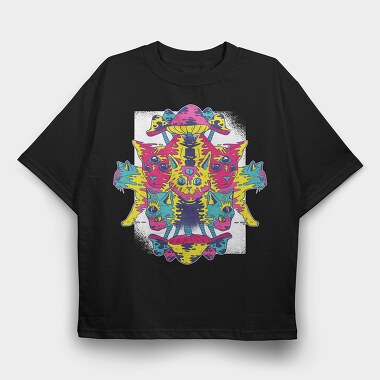 Trippy Cats Psychedelic 01 (2), Tricou Oversize Barbati (Unisex)
