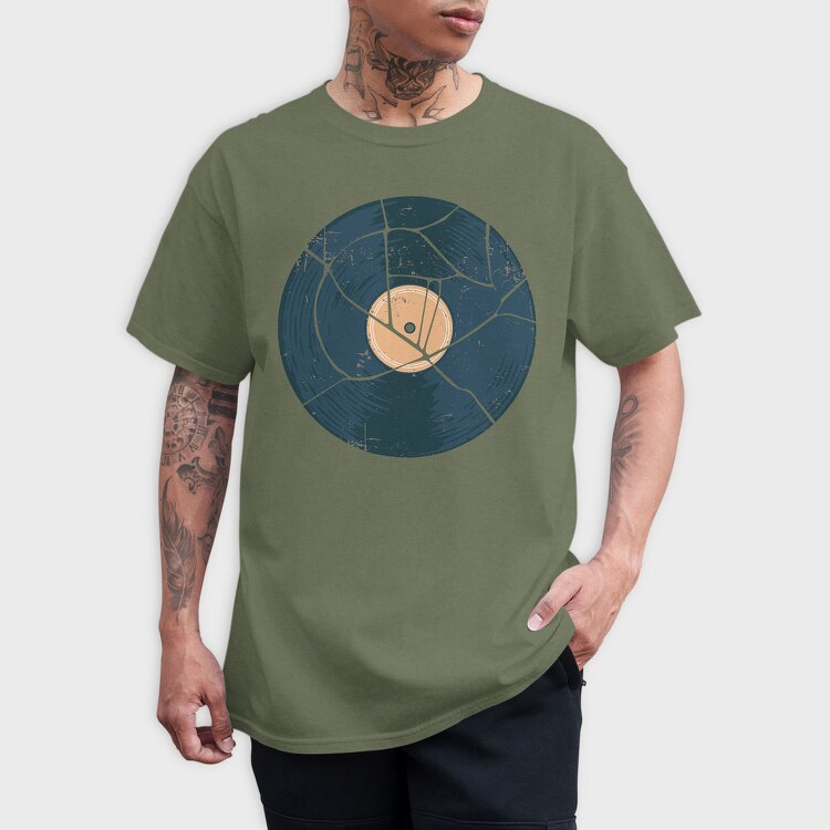Broken Vinyl Retro, Tricou Barbati (Unisex)