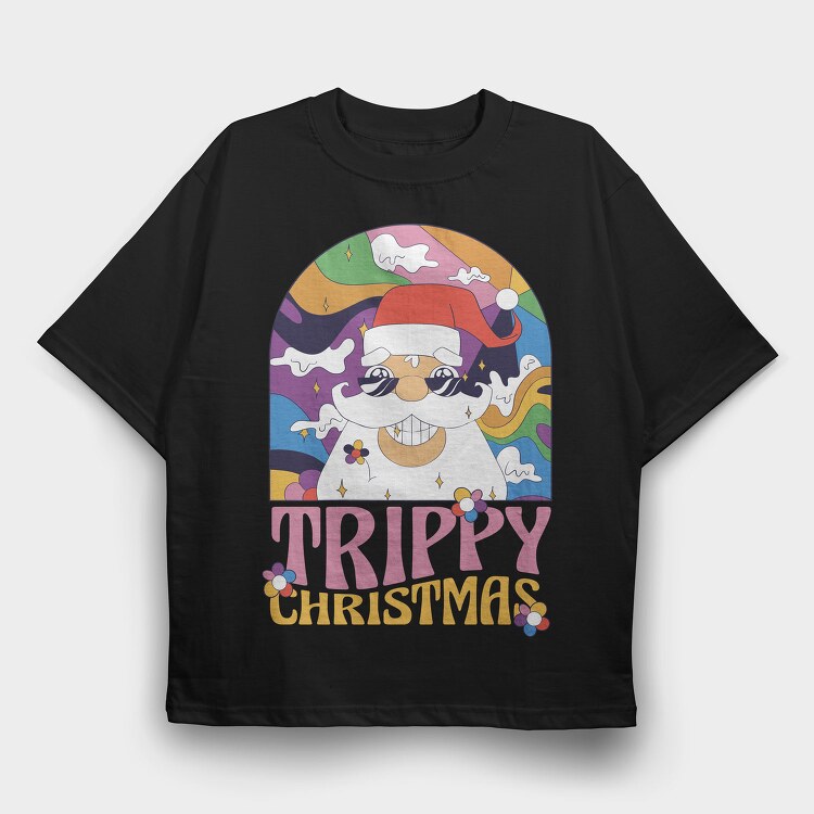 Trippy Christmas Santa, Tricou Oversize Barbati (Unisex)