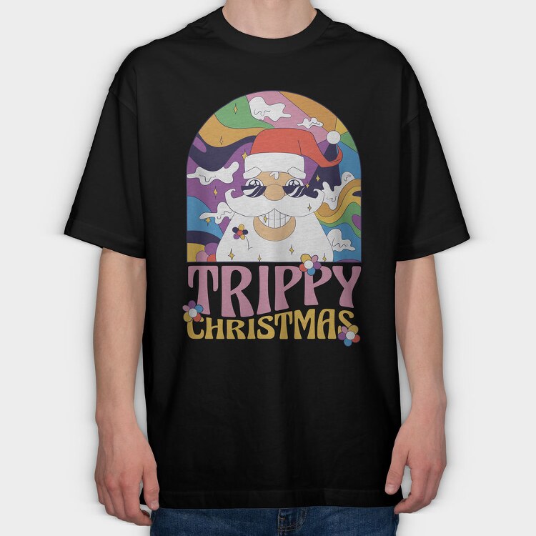 Trippy Christmas Santa, Tricou Oversize Barbati (Unisex)