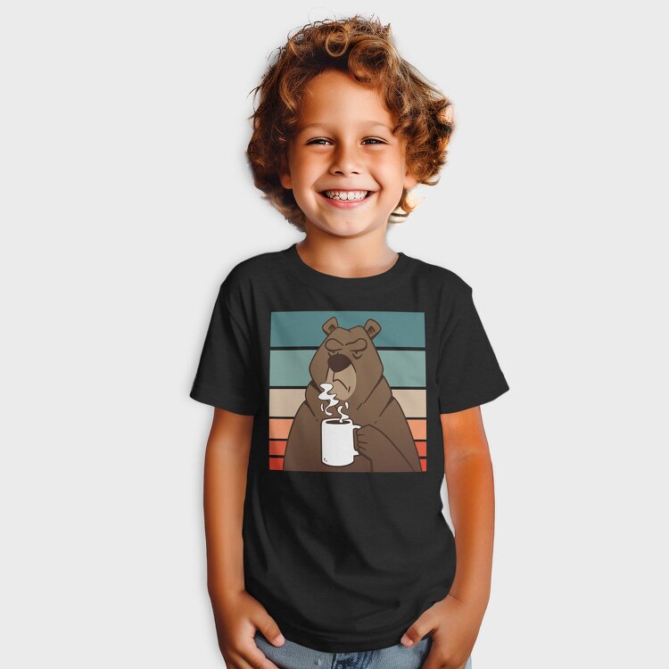 Brown Bear With Coffee Grumpy, Tricou Copii
