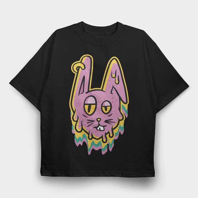 Trippy Melting Bunny, Tricou Oversize Barbati (Unisex)