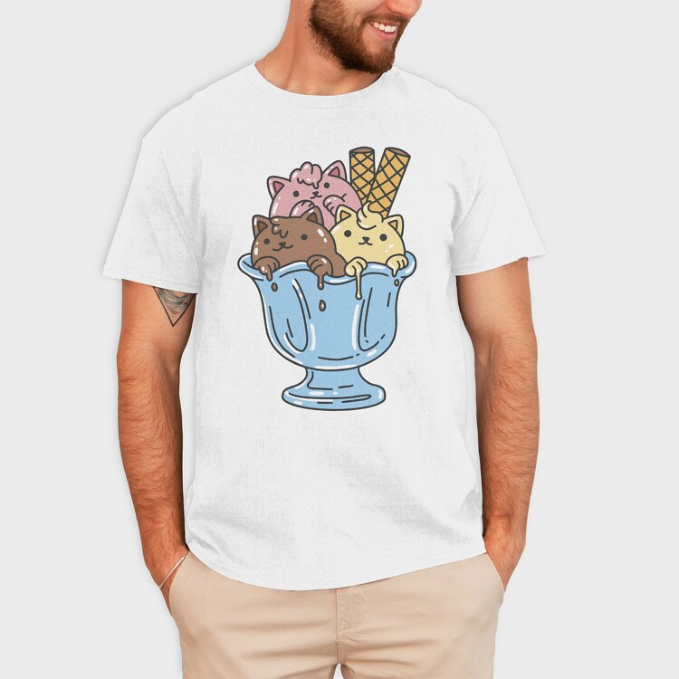 Cute Cats Ice Cream Bowl, Tricou Barbati (Unisex)
