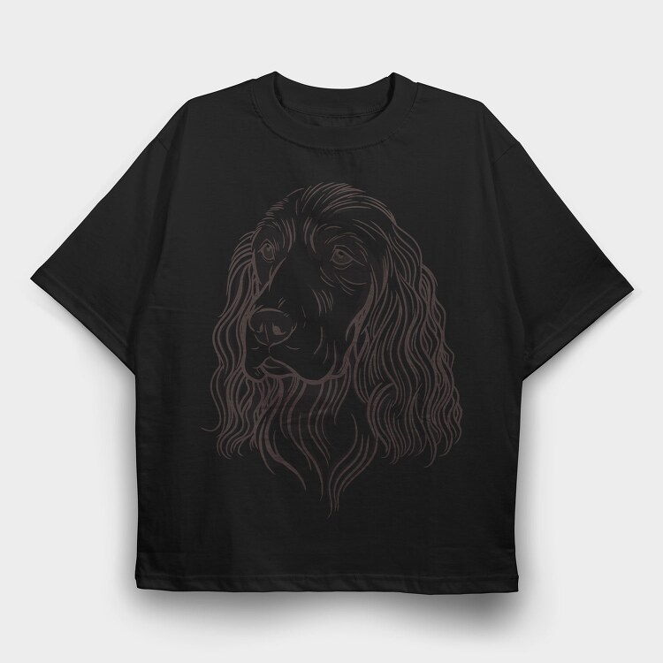 Cocker Illustration Spaniel Dog, Tricou Oversize Barbati (Unisex)