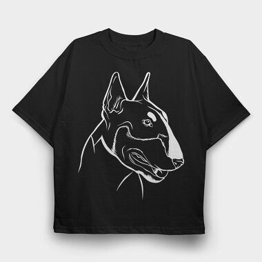 Bull Terrier Chalkboard, Tricou Oversize Barbati (Unisex)