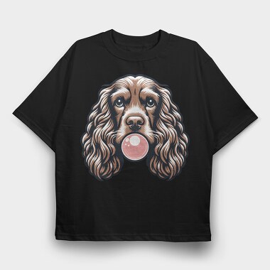 Cocker Spaniel Chewing Gum, Tricou Oversize Barbati (Unisex)