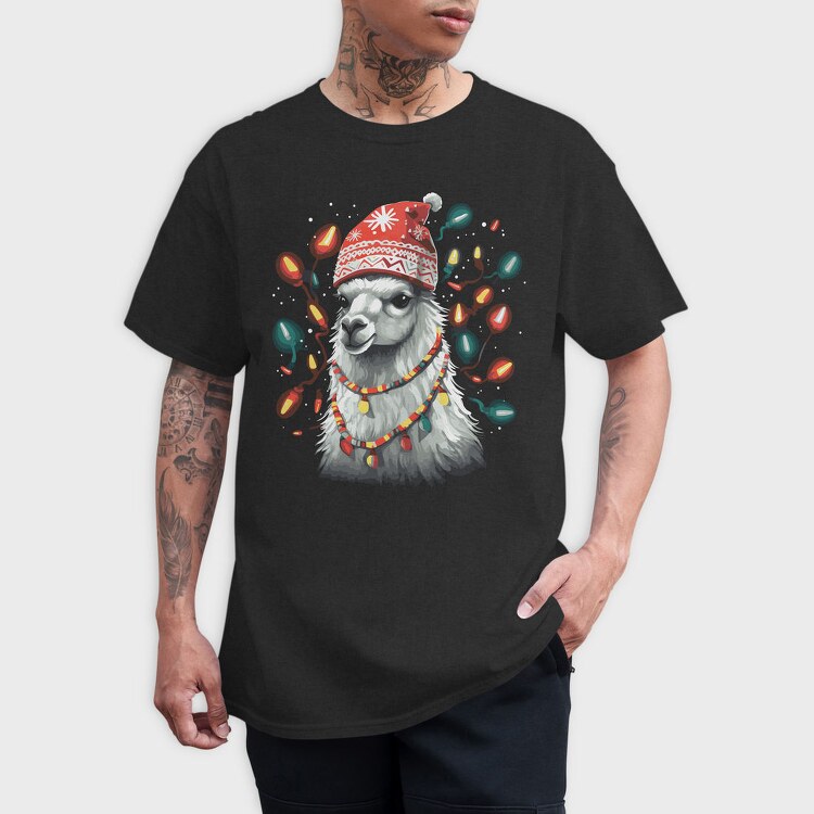 Festive Llama Christmas, Tricou Barbati (Unisex)