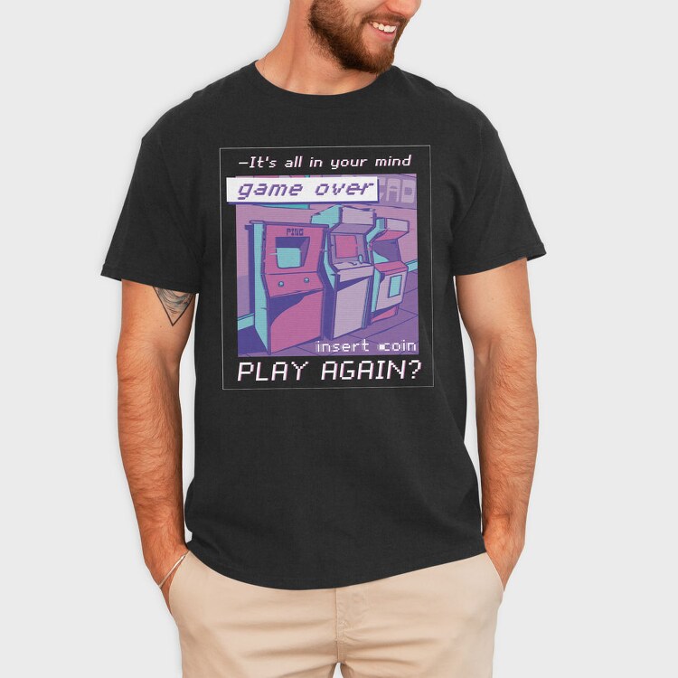 Vaporwave Arcade Quote, Tricou Barbati (Unisex)