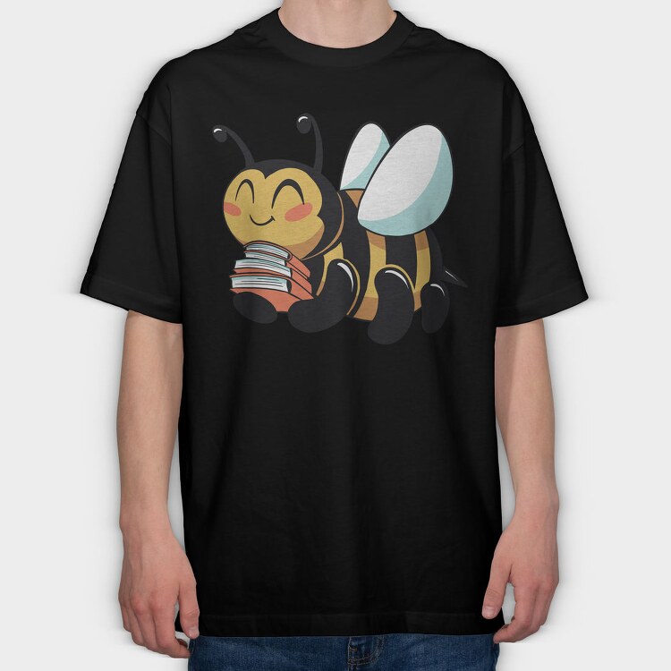 Bumblebee With Books, Tricou Oversize Barbati (Unisex)