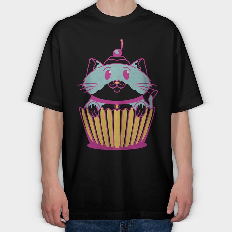 Sweet Cupcake Cat Muffin, Tricou Oversize Barbati (Unisex)