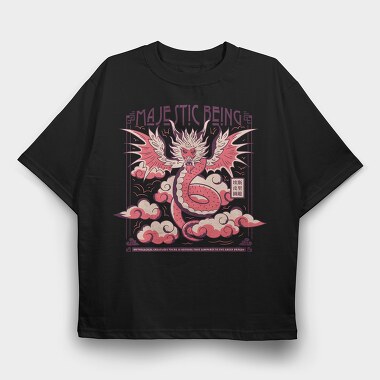 Majestic Dragon In The Clouds, Tricou Oversize Barbati (Unisex)