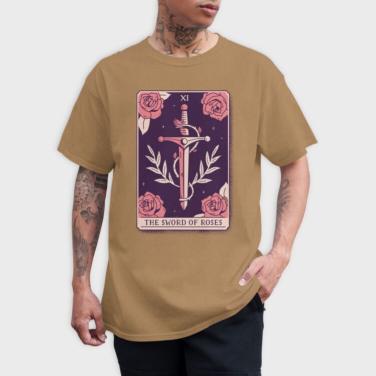 Sword And Roses Mystical Tarot Card The Sword Of Roses 11, Tricou Barbati (Unisex)
