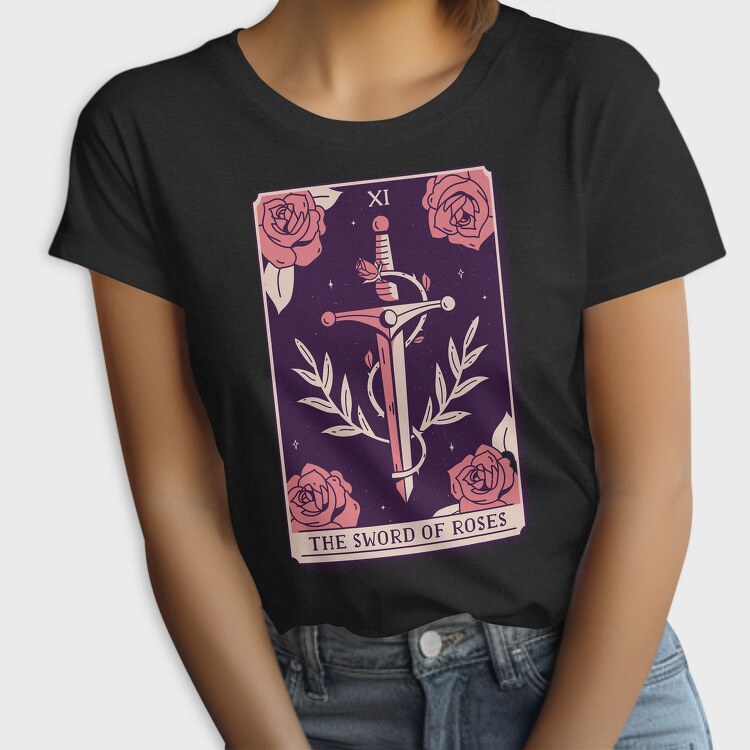 Sword And Roses Mystical Tarot Card The Sword Of Roses 11, Tricou Femei