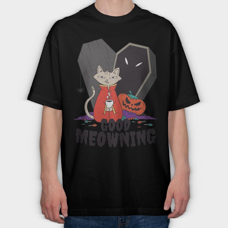 Coffee Halloween Cat, Tricou Oversize Barbati (Unisex)