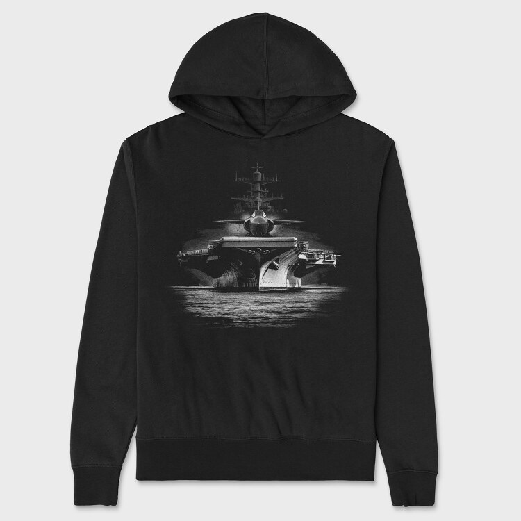 Hanorac Barbati (Unisex), Jet Aircraft Carrier Monochrome