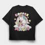 Coffee Magic Unicorn, Tricou Oversize Barbati (Unisex)