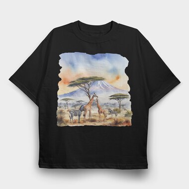 Majestic Wildlife Kilimanjaro Scene Mount Tote, Tricou Oversize Barbati (Unisex)