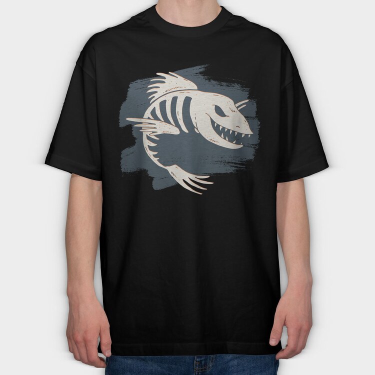 Fish Bone Skeleton, Tricou Oversize Barbati (Unisex)