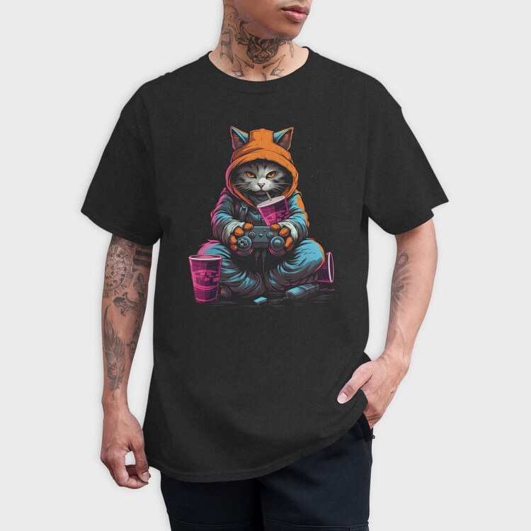 Gamer Cat, Tricou Barbati (Unisex)