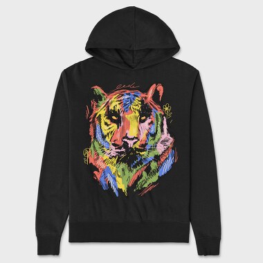 Colorful Tiger, Hanorac Oversize Barbati (Unisex)