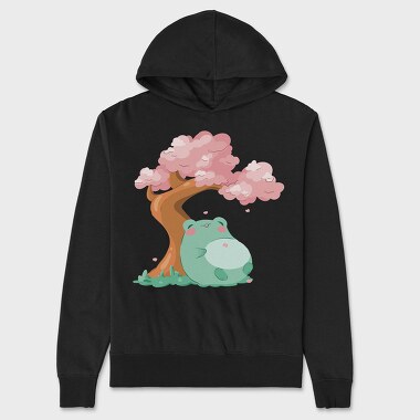 Frog Under a Cherry Blossom, Hanorac Oversize Barbati (Unisex)