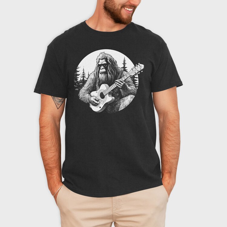 Bigfoot Playing Guitar, Tricou Barbati (Unisex)