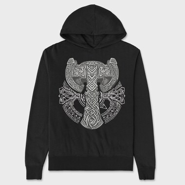 Viking Hammer Runes, Hanorac Oversize Barbati (Unisex)