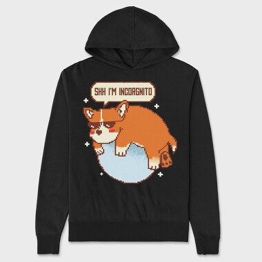 Corgi Dog Pixel, Hanorac Oversize Barbati (Unisex)