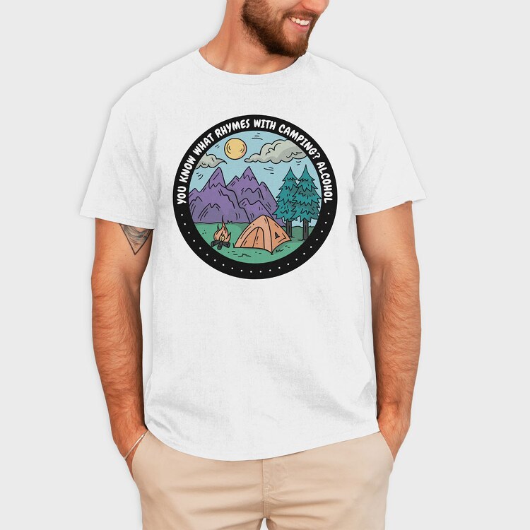 Camping Quote Alcohol, Tricou Barbati (Unisex)