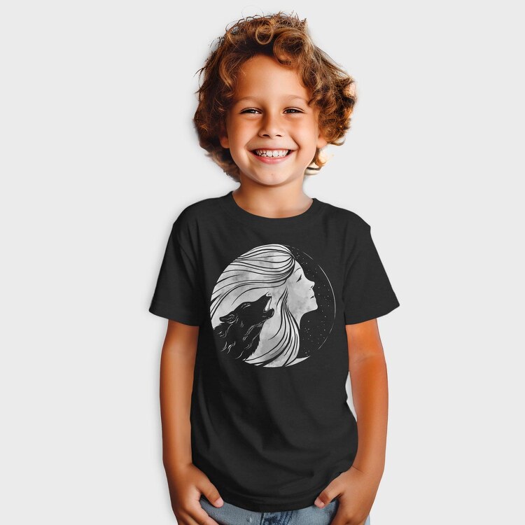 Howling Wolf Woman Moon, Tricou Copii