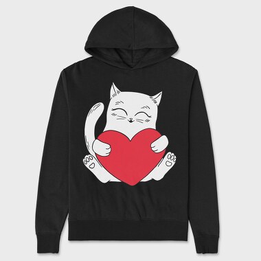 Hanorac Barbati (Unisex), Cat Holding Heart