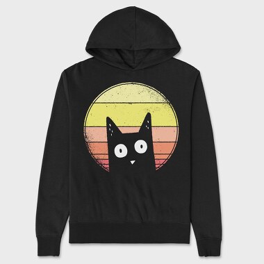 Vintage Sunset Cat, Hanorac Oversize Barbati (Unisex)