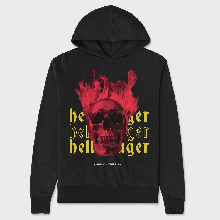 Skull Hell Fire, Hanorac Oversize Barbati (Unisex)