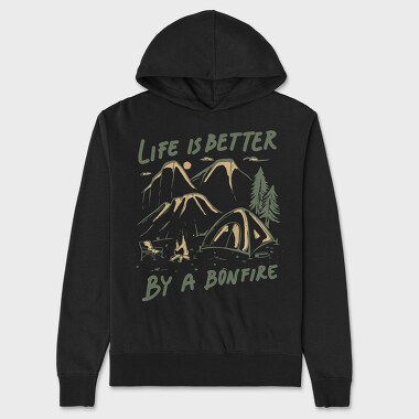 Life Is Better by a Bonfire Camping, Hanorac Oversize Barbati (Unisex)