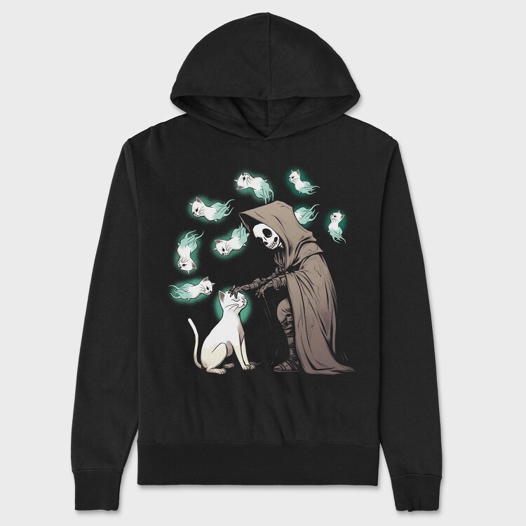 Grim Reaper Cat Lives, Hanorac Oversize Barbati (Unisex)