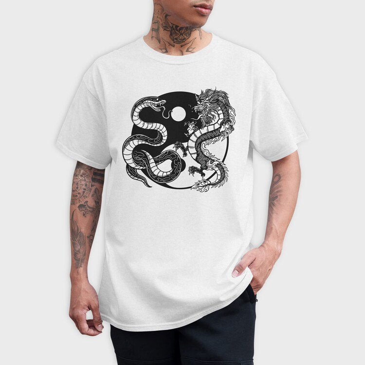 Yin Yang Dragon Snake, Tricou Barbati (Unisex)