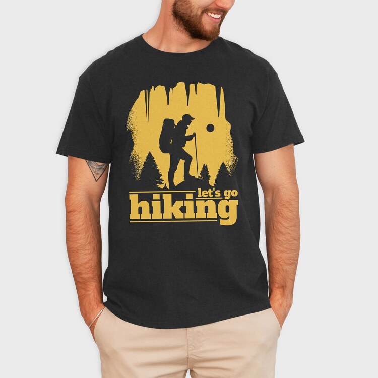 Lets Go Hiking Yellow, Tricou Barbati (Unisex)