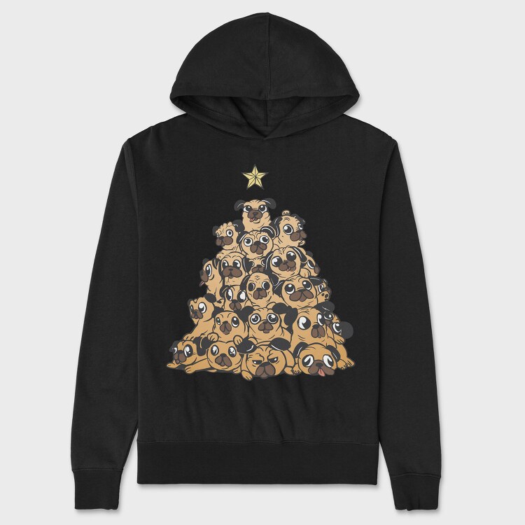 Hanorac Barbati (Unisex), Pugs Christmas Tree