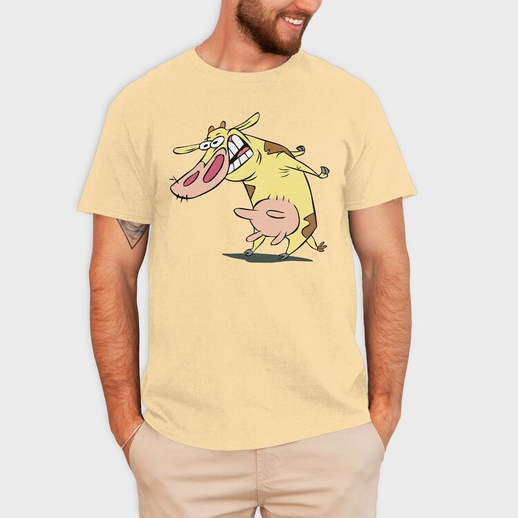 Cartoon Retro Cow and Chicken 1, Tricou Barbati (Unisex)