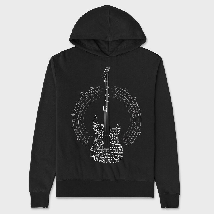 Guitar Made Out of Music Notes, Hanorac Oversize Barbati (Unisex)