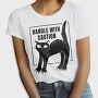 Handle With Caution Cat, Tricou Femei