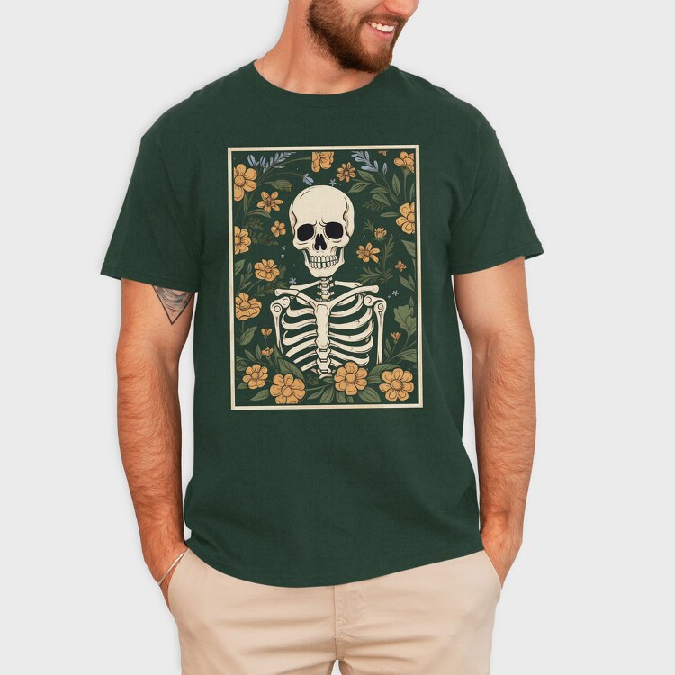 Floral Skeleton, Tricou Barbati (Unisex)
