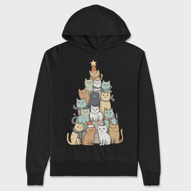 Cat Christmas Tree, Hanorac Oversize Barbati (Unisex)