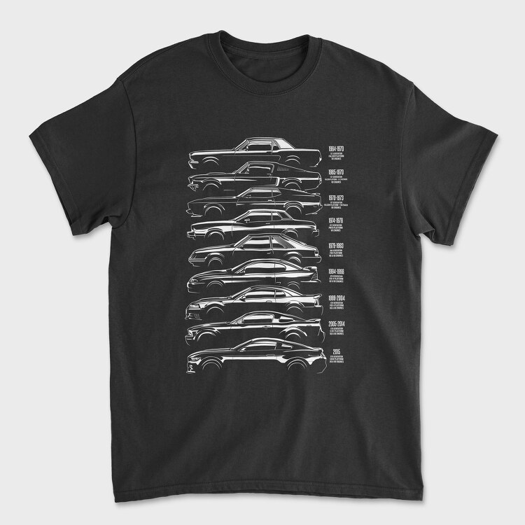 Mustang History Silhouette, Tricou Barbati (Unisex)