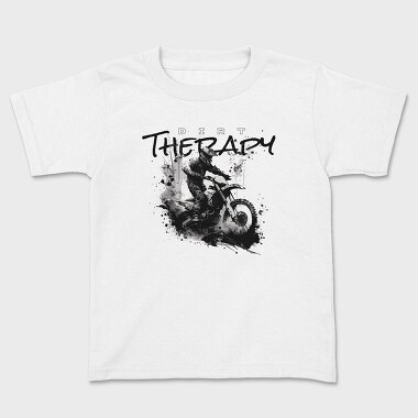 Tricou Copii, Motocross Rider Kicking Up Dirt and Jumping Dirt Therapy