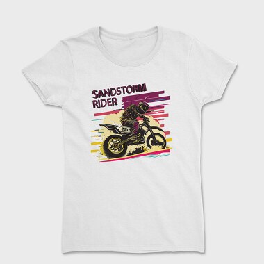 Tricou Femei, Motocross Rider MotorcycleArt 80S