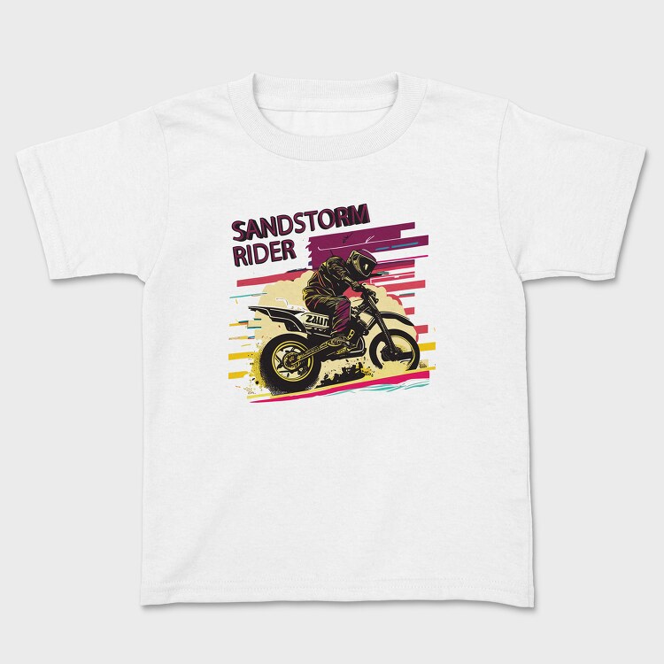 Tricou Copii, Motocross Rider MotorcycleArt 80S