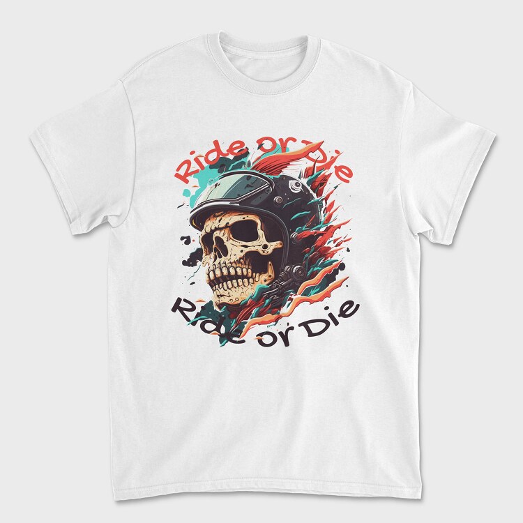 Motorcycle Helmet Skull Ride or Die, Tricou Barbati (Unisex)