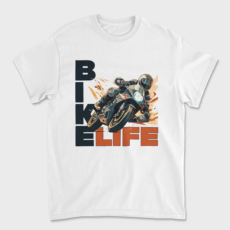 Tilted Racing Motorcycle Bike Life Cartoon, Tricou Barbati (Unisex)